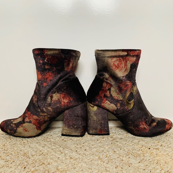 Floral print velour A New Day high heel booties. - Picture 1 of 8
